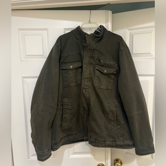 Levi's Men sz XXL Olive Green‎ Zip/Snap Front Utility Jacket gorpcore grunge